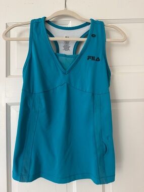 Fila Teal V-Neck Athletic Tank Top